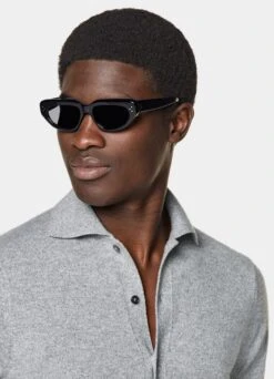 Grey Long Sleeve Polo Cardigan