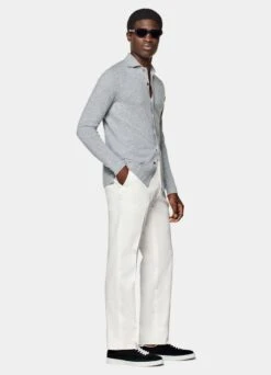 Grey Long Sleeve Polo Cardigan 11 Grey Long Sleeve Polo Cardigan -Suit Supply SW1733 104