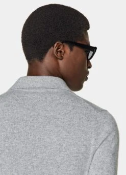 Grey Long Sleeve Polo Cardigan 13 Grey Long Sleeve Polo Cardigan -Suit Supply SW1733 106