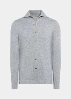 Grey Long Sleeve Polo Cardigan 15 Grey Long Sleeve Polo Cardigan -Suit Supply SW1733 25