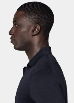 Navy Long Sleeve Polo Cardigan -Suit Supply SW1810 106