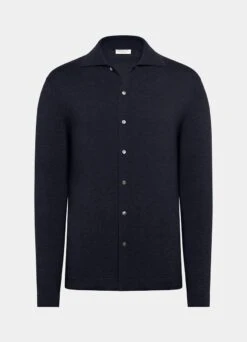 Navy Long Sleeve Polo Cardigan -Suit Supply SW1810 25