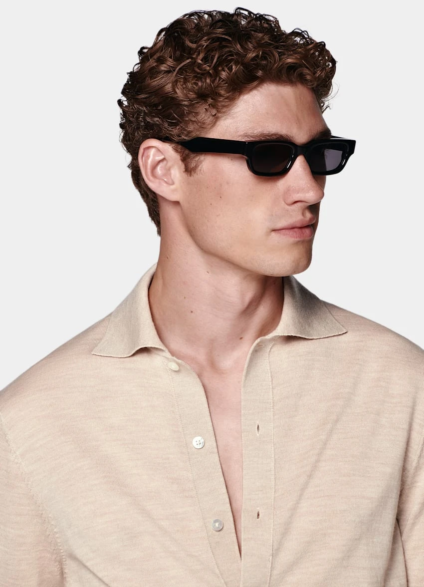 Sand Merino Long Sleeve Polo Cardigan 2 Sand Merino Long Sleeve Polo Cardigan - Image 2