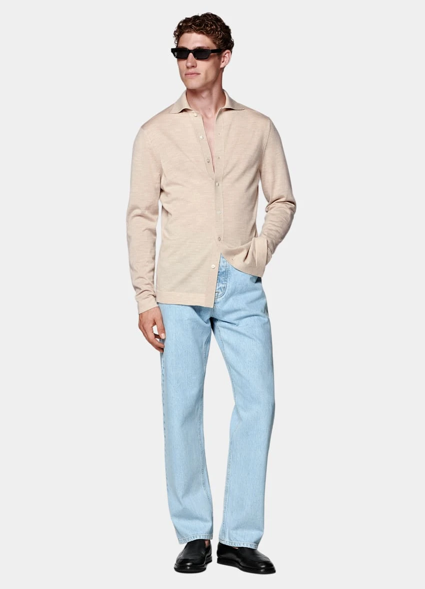 Sand Merino Long Sleeve Polo Cardigan 5 Sand Merino Long Sleeve Polo Cardigan - Image 5