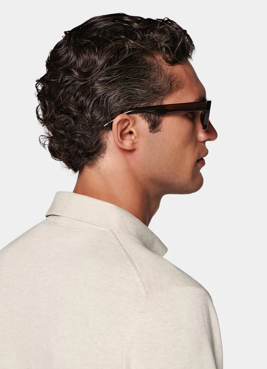 Sand Long Sleeve Polo Cardigan 7 Sand Long Sleeve Polo Cardigan - Image 7