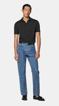 Dark Grey Buttonless Polo