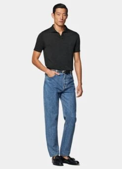 Dark Grey Buttonless Polo 13 Dark Grey Buttonless Polo -Suit Supply SW2053 104