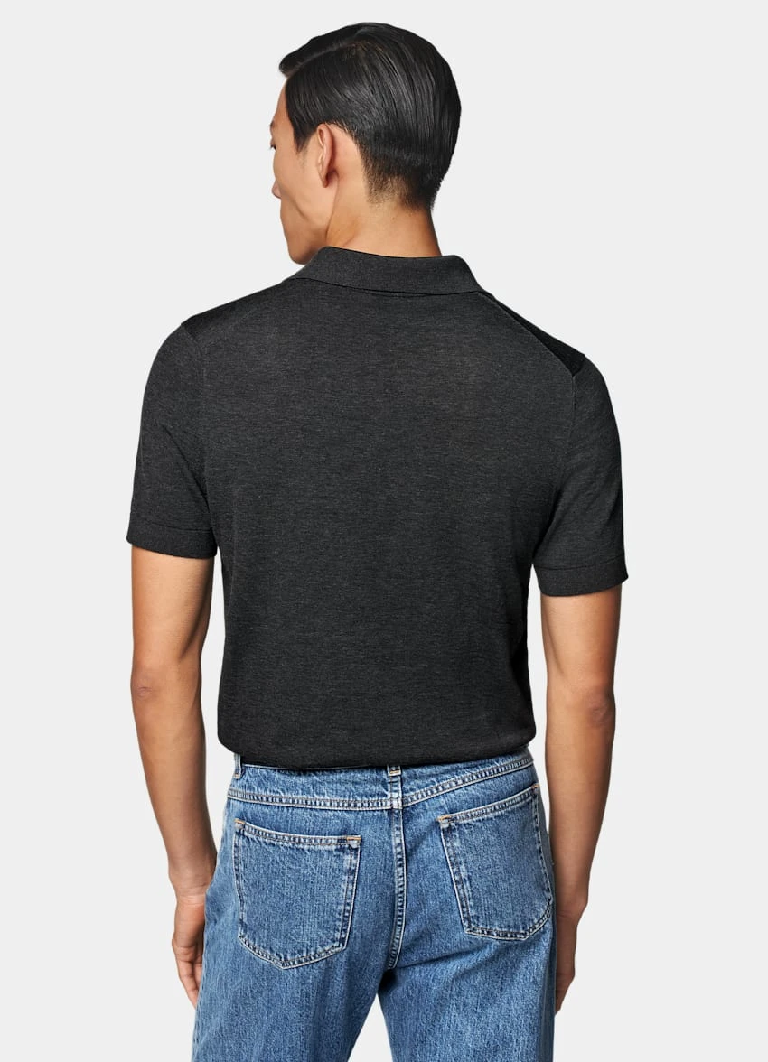 Dark Grey Buttonless Polo 6 Dark Grey Buttonless Polo - Image 6