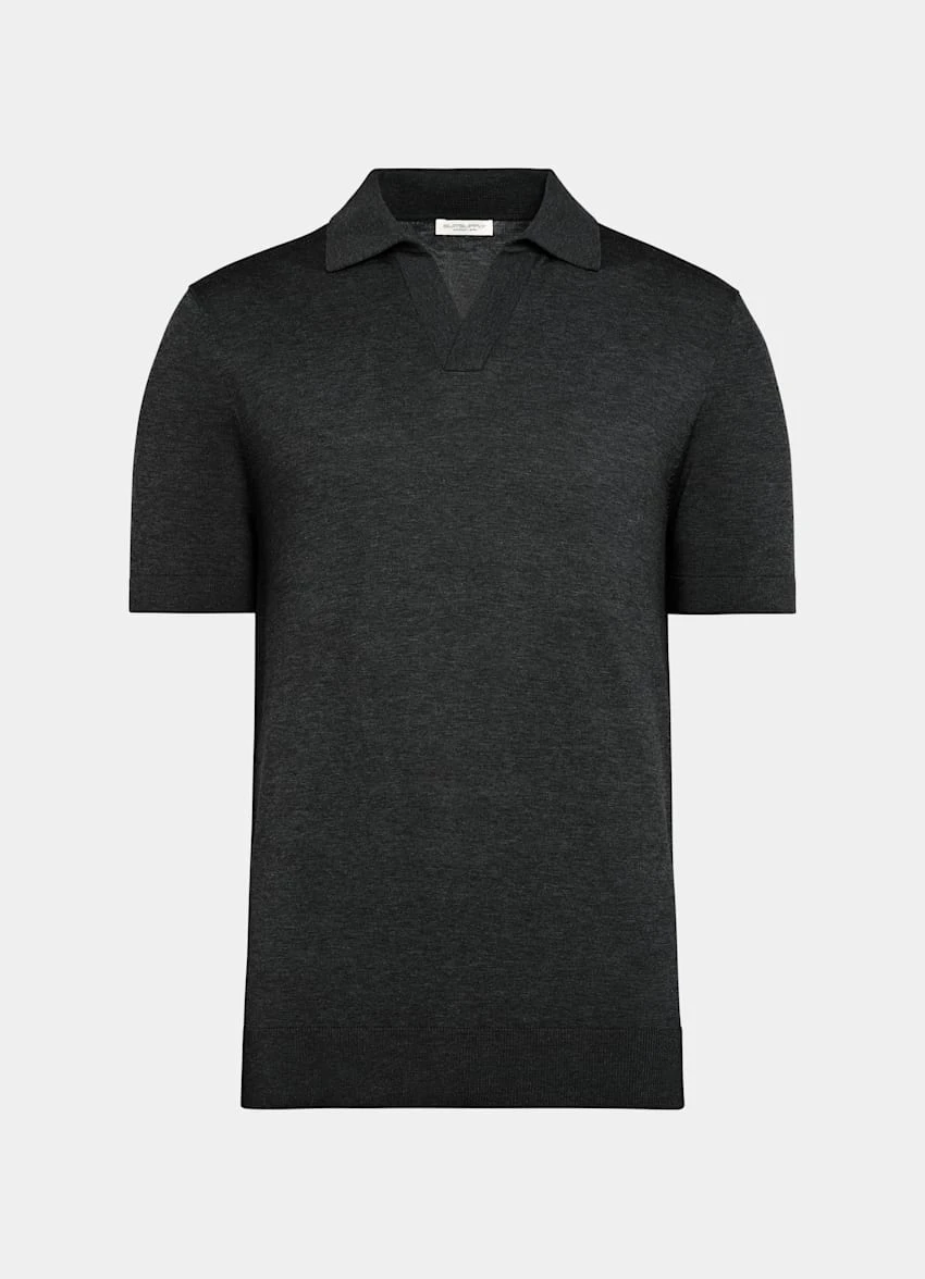 Dark Grey Buttonless Polo 9 Dark Grey Buttonless Polo - Image 9