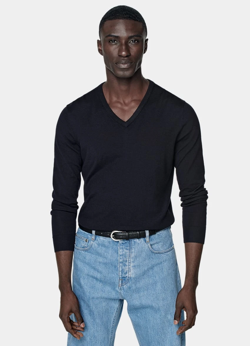 Navy V-Neck 2 Navy V-Neck - Image 2