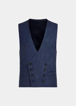Mid Blue Waistcoat 9 Mid Blue Waistcoat -Suit Supply W6406 25