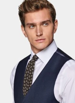 Navy Bird's Eye Waistcoat