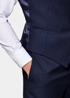 Navy Bird's Eye Waistcoat -Suit Supply W6485 103