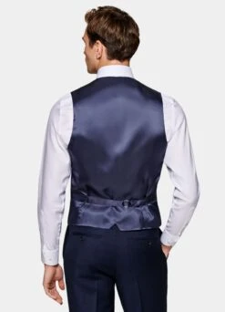 Navy Bird's Eye Waistcoat -Suit Supply W6485 105