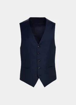 Navy Bird's Eye Waistcoat -Suit Supply W6485 25