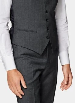 Dark Grey Bird's Eye Waistcoat 7 Dark Grey Bird's Eye Waistcoat -Suit Supply W7444 103