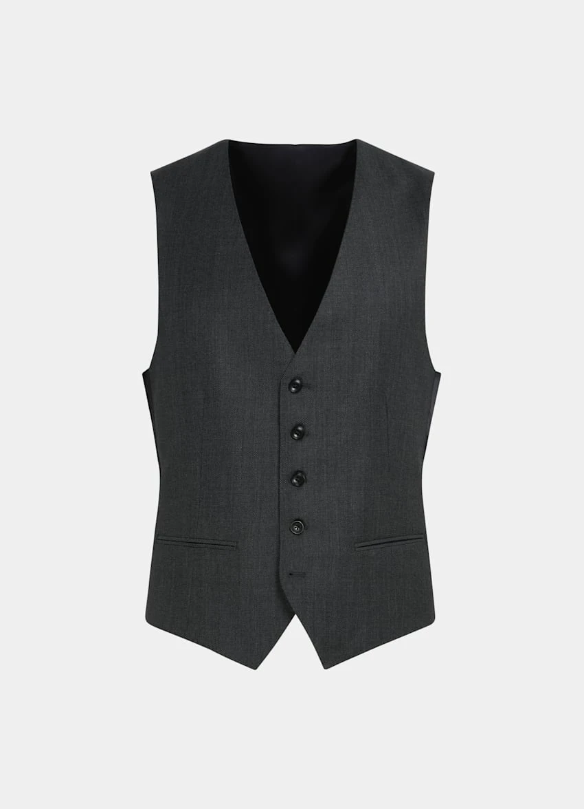 Dark Grey Bird's Eye Waistcoat 5 Dark Grey Bird's Eye Waistcoat - Image 5